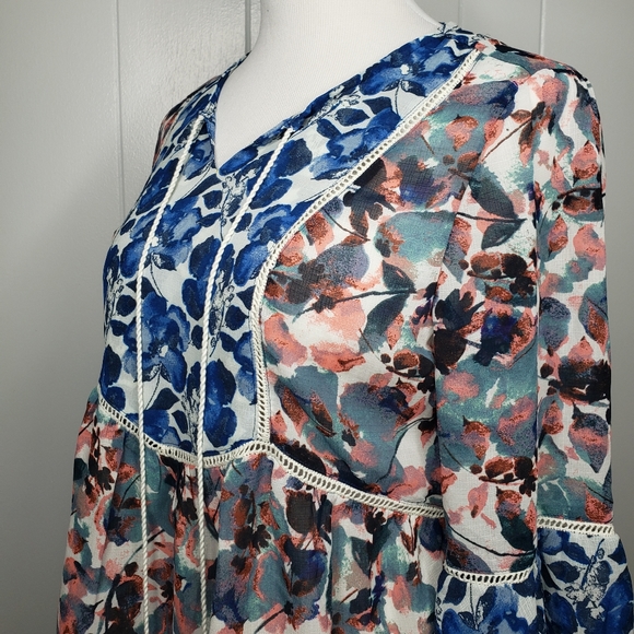 Vintage America Blue and Pink Floral Blouse - Picture 4 of 12